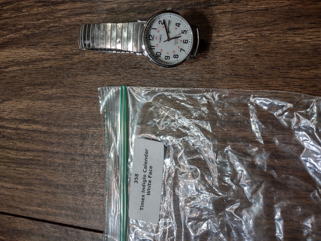 358 Timex Indiglo Calendar White Face Quartz